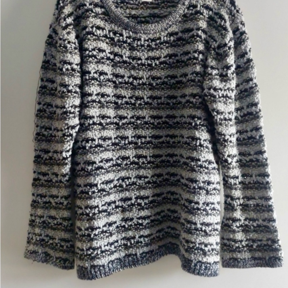 Sundance Black and White Textured Sweater